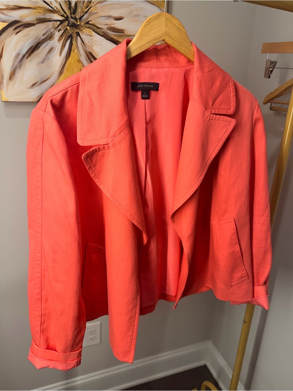 Ann Taylor Coral-Pink Open Front Blazer
